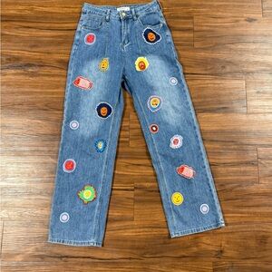 Playful Embroidered Straight Leg Jeans